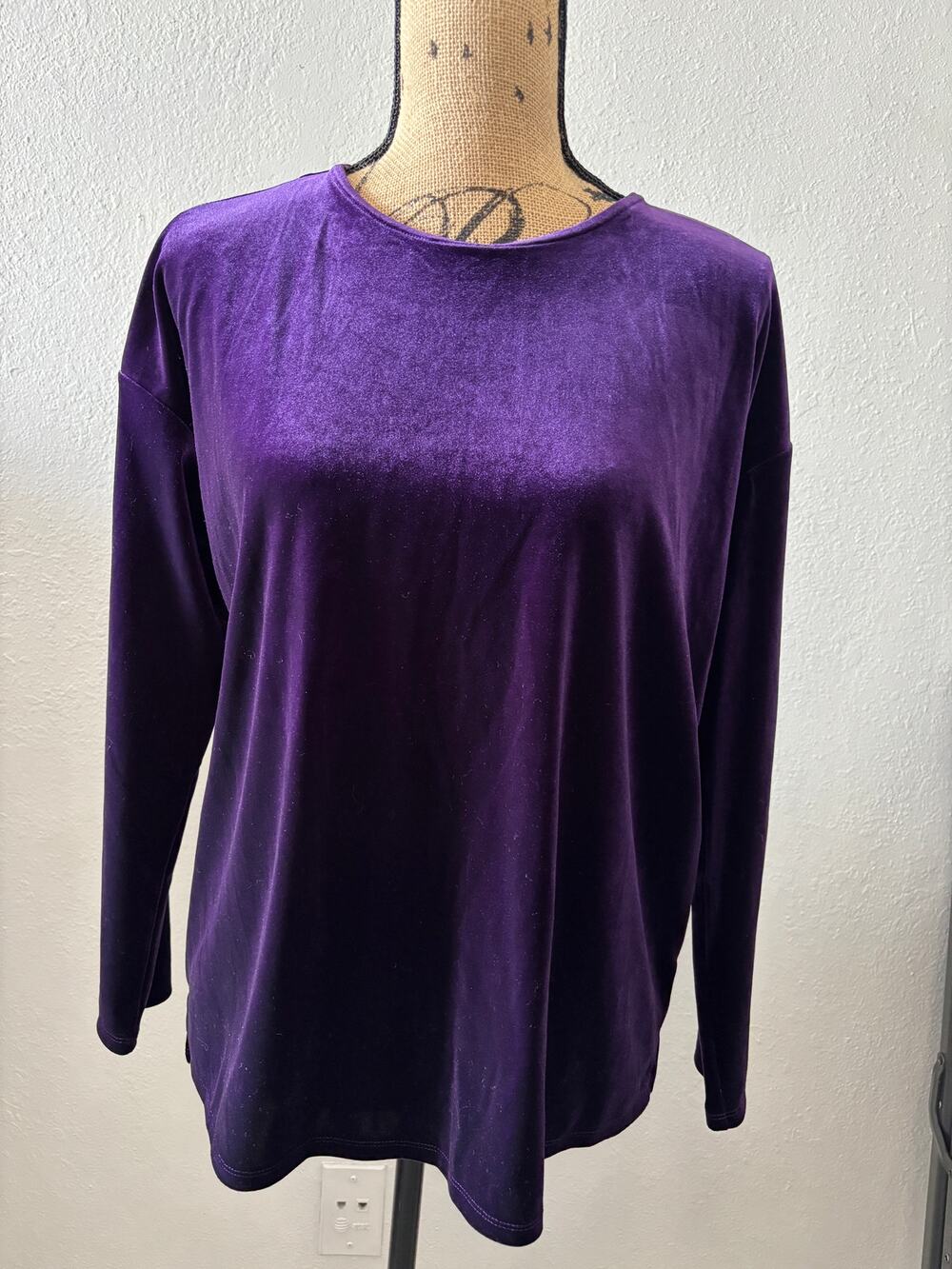 J.Jill Purple Velvet Top Blouse Womens Size S Office Career
